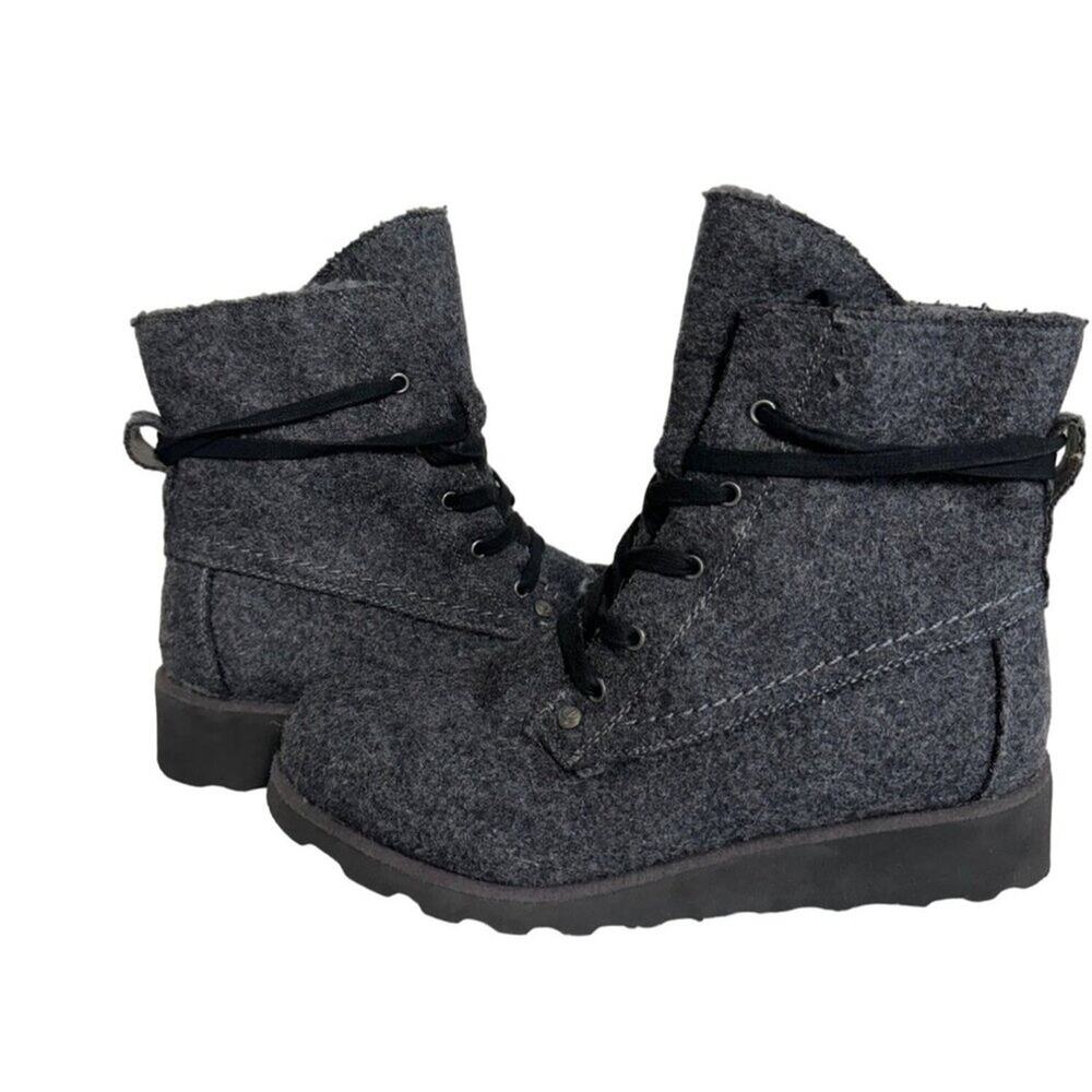 Bearpaw Womens Krista Wool Lace-Up‎ Boots Gray Size 10 US